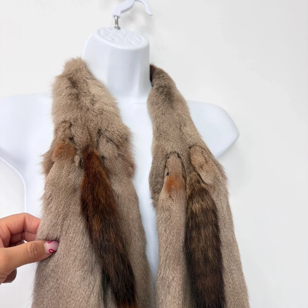 VTG‎ 30’s Italy Fareris 6 Pelts Full Body Real Minks Scarf Pastel Size 44x5.5”